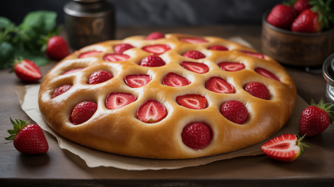 Préparation de Cette Focaccia à la Fraise est si Moelleuse qu'on Croirait Manger un Nuage : La Recette Facile Qui Fait Fureur !