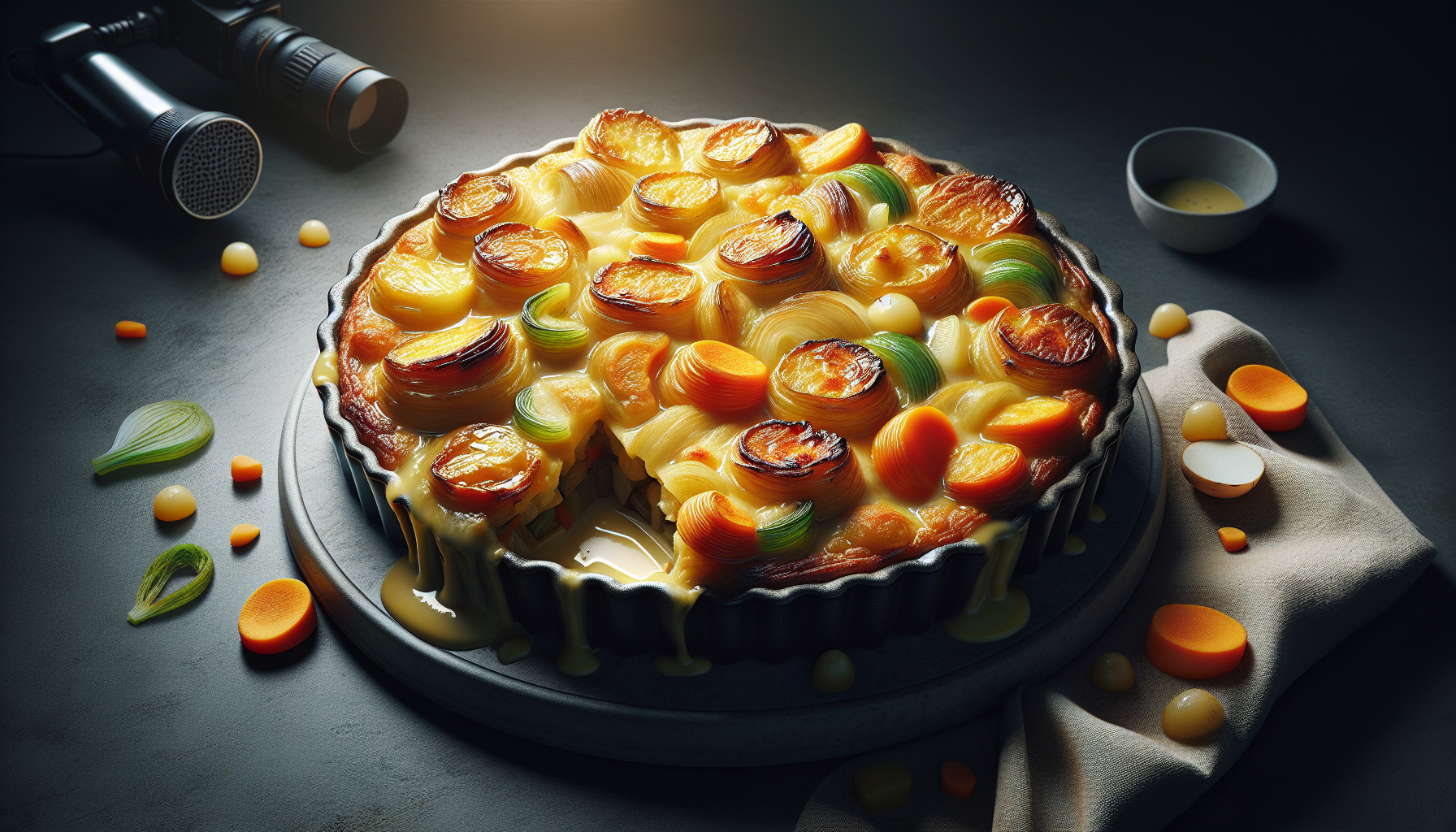 Préparation de Le Gratin Crémeux Pommes de Terre, Poireaux & Carottes : Le Secret du Dîner Parfait en un Tour de Main !