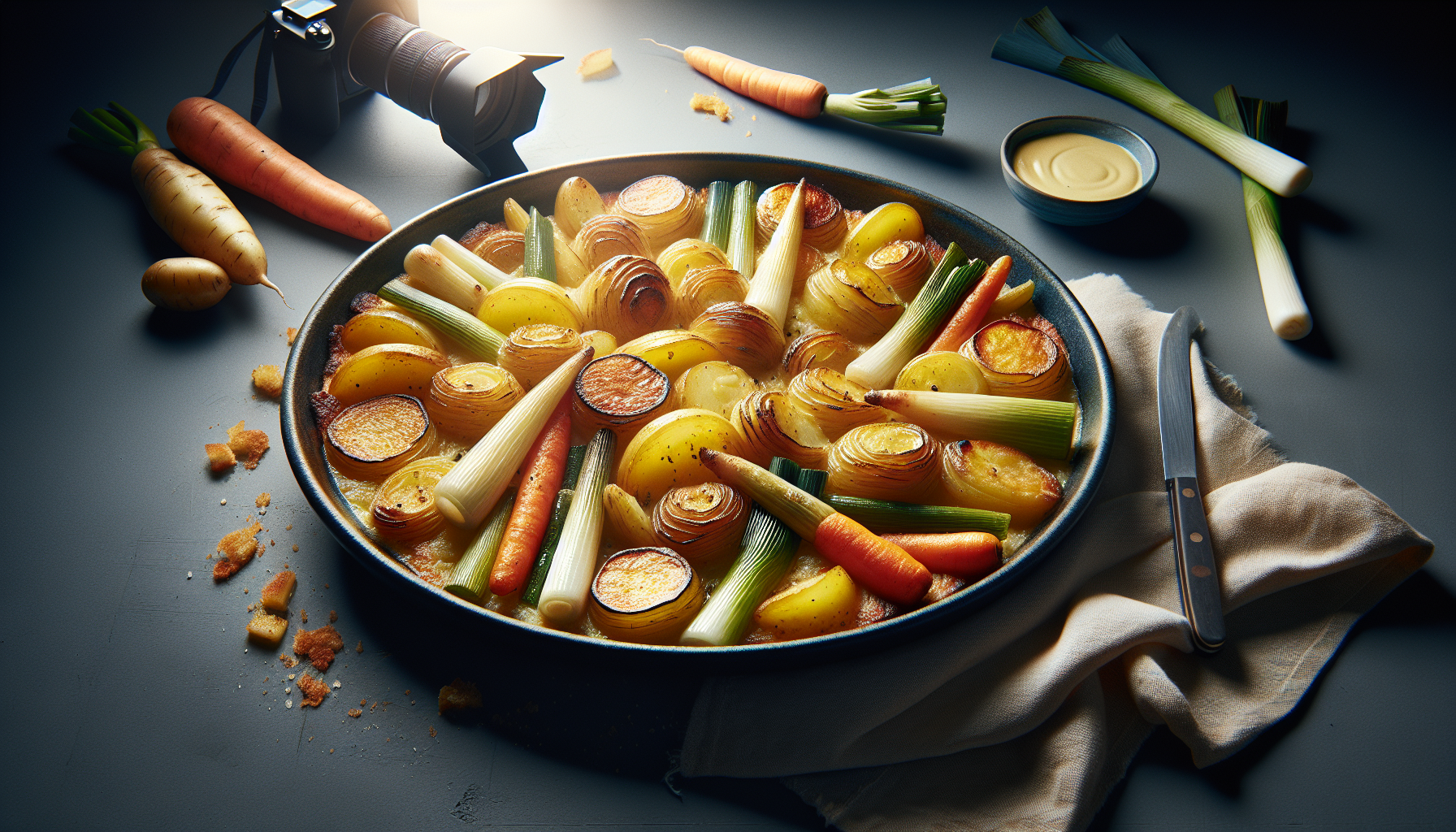 Préparation de Gratin de pommes de terre, poireaux et carottes : Le gratin fondant, bien doré et vraiment ultra facile à préparer