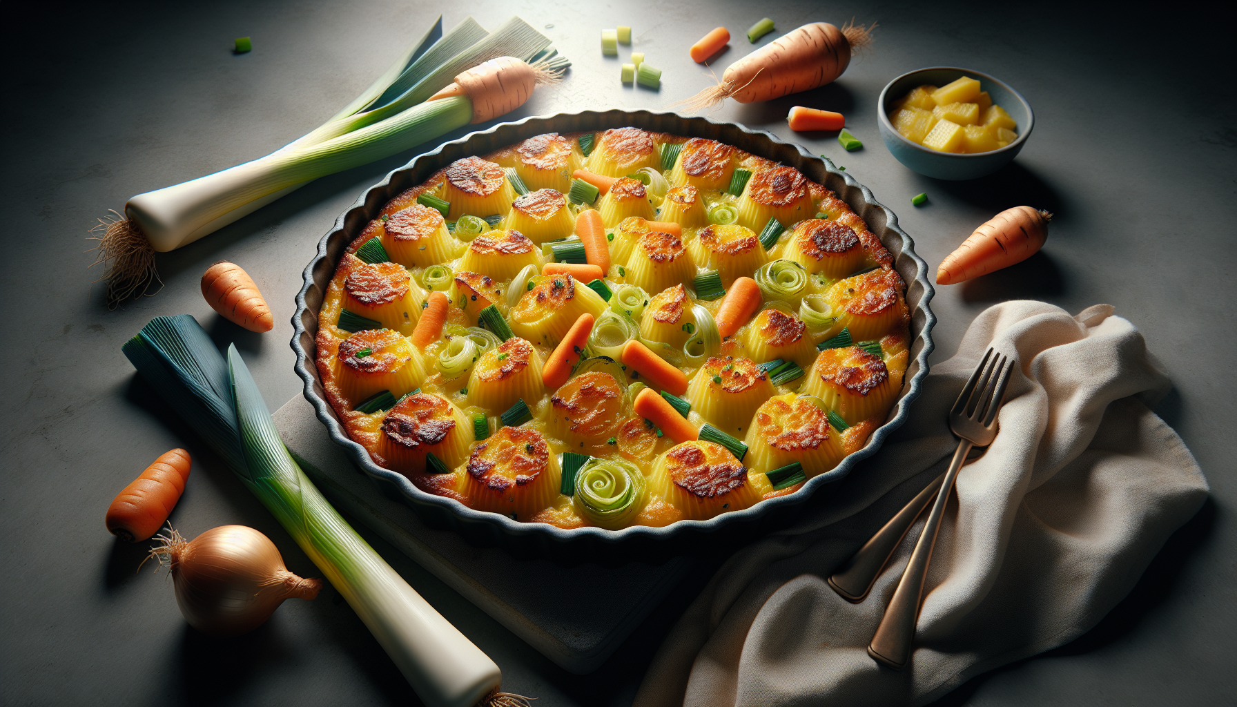 Préparation de Gratin de pommes de terre, poireaux et carottes : Le gratin fondant, bien doré et vraiment ultra facile à préparer !