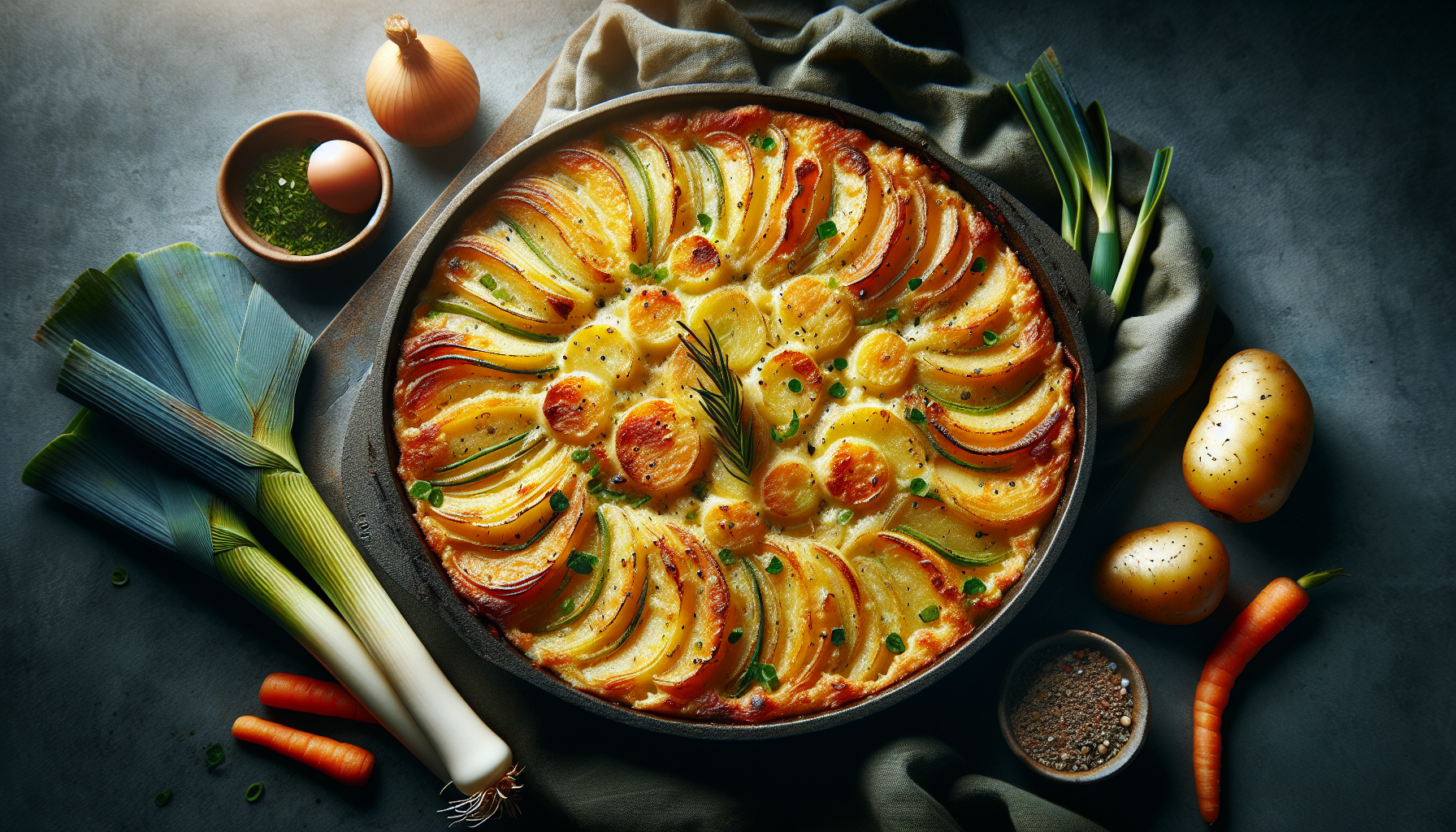 Préparation de Gratin de pommes de terre, poireaux et carottes : fondant, bien doré et vraiment ultra facile à préparer