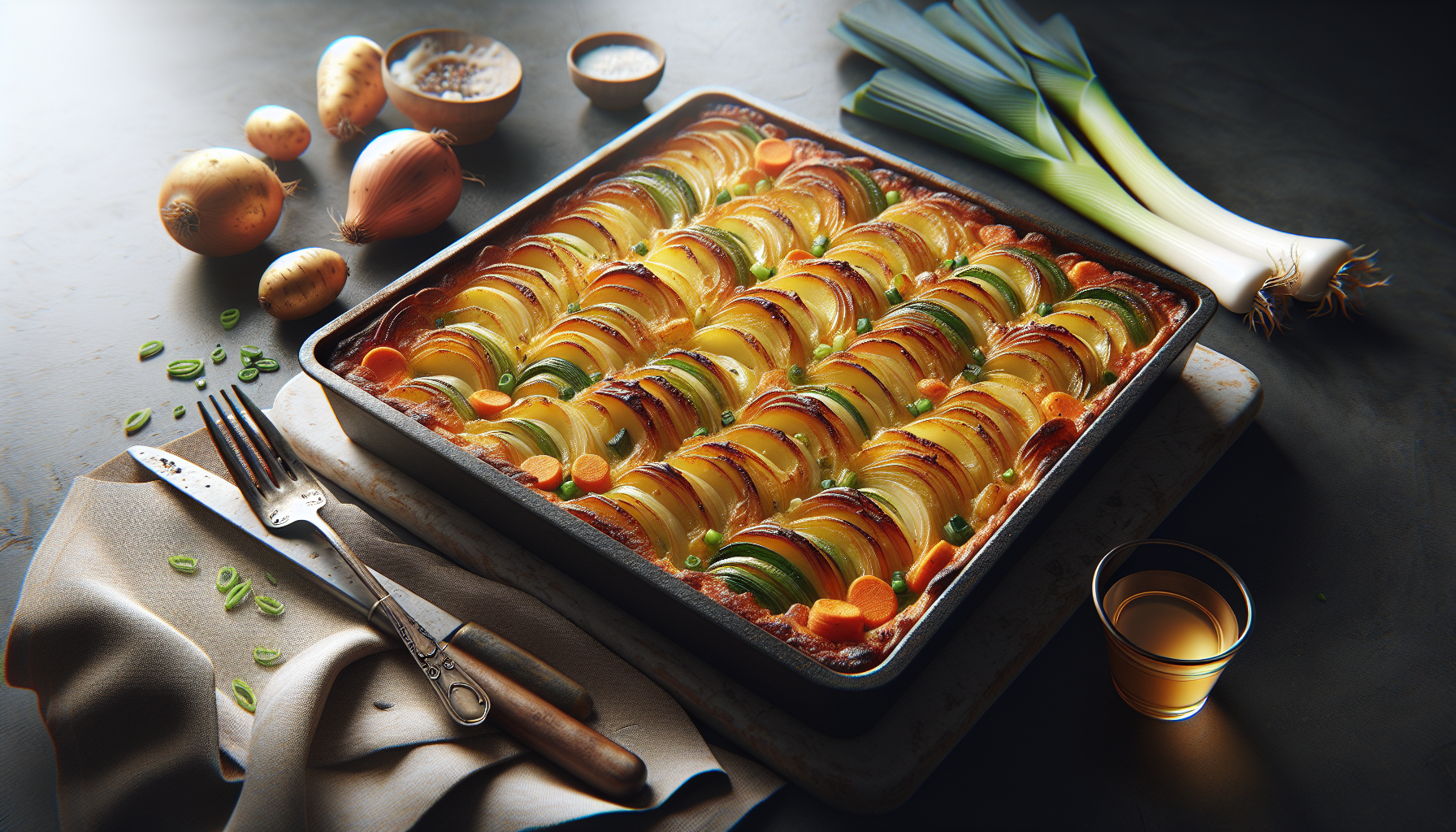 Préparation de Gratin de pommes de terre, poireaux et carottes : fondant, bien doré et vraiment ultra facile à préparer