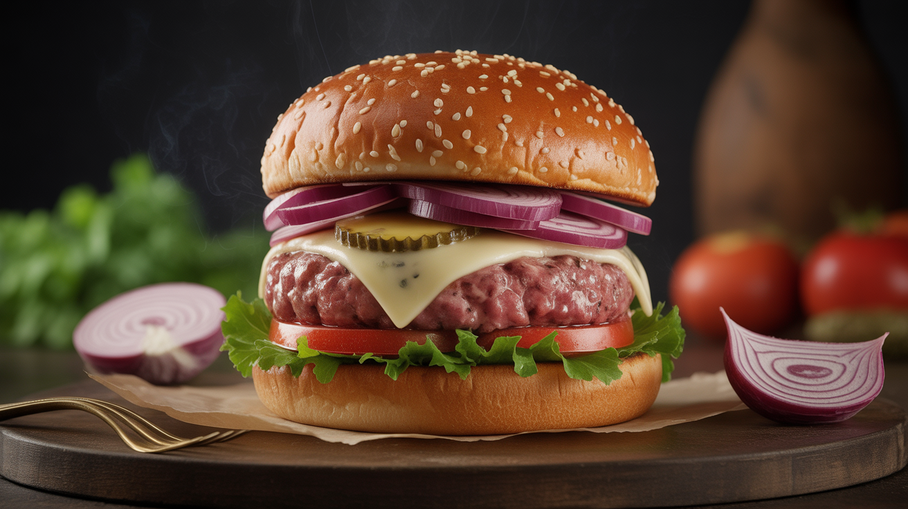 🍔 Le Régal Suprême : Recette de Hamburger de Canard Mi-fumé au Fromage Bleu