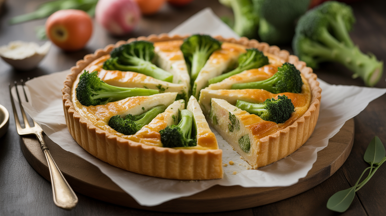 Préparation de La Quiche au Chèvre Frais, Brocolis et Ciboulette : L'alliance parfaite de la fraîcheur et du fondant