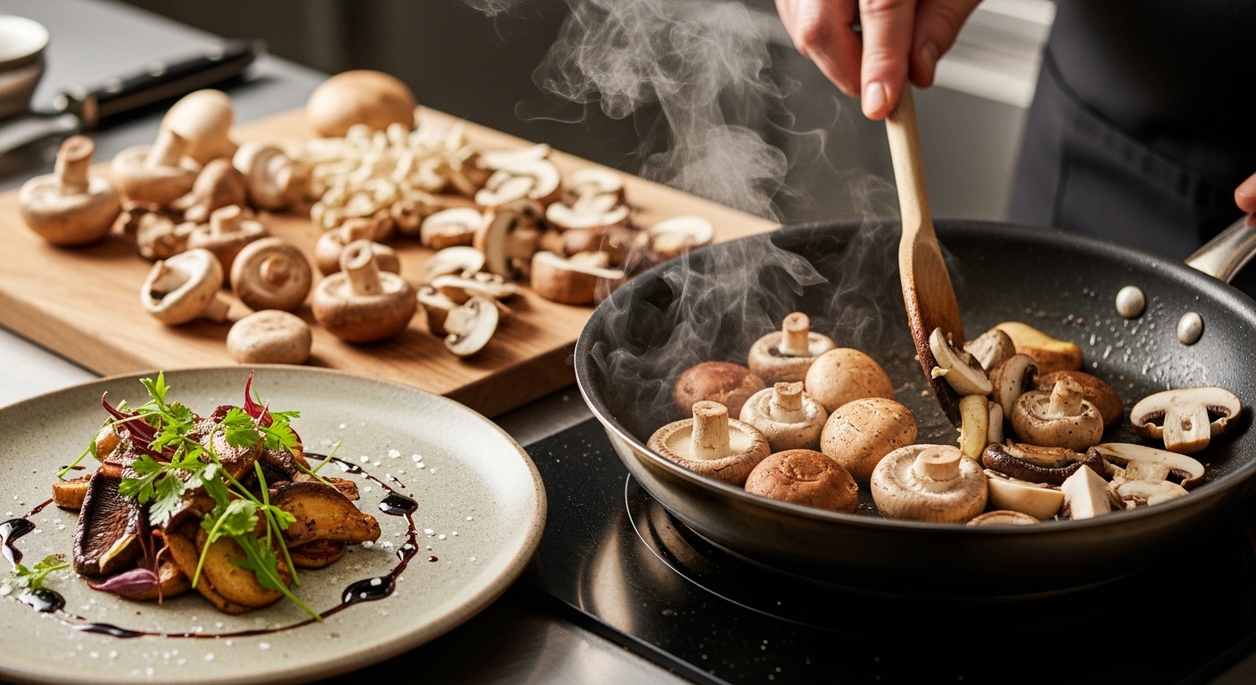 Préparation de Comment cuisiner des champignons : Le Guide Ultime pour une Poêlée Parfaite