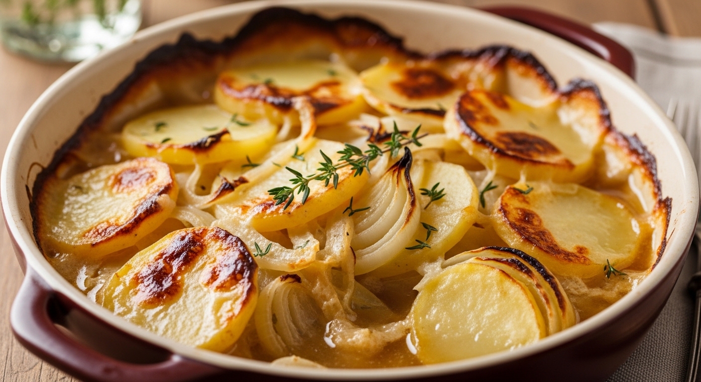 J&rsquo;ai testé ce gratin pommes-oignons-bouillon : plus gourmand et bien plus simple qu&rsquo;un dauphinois !