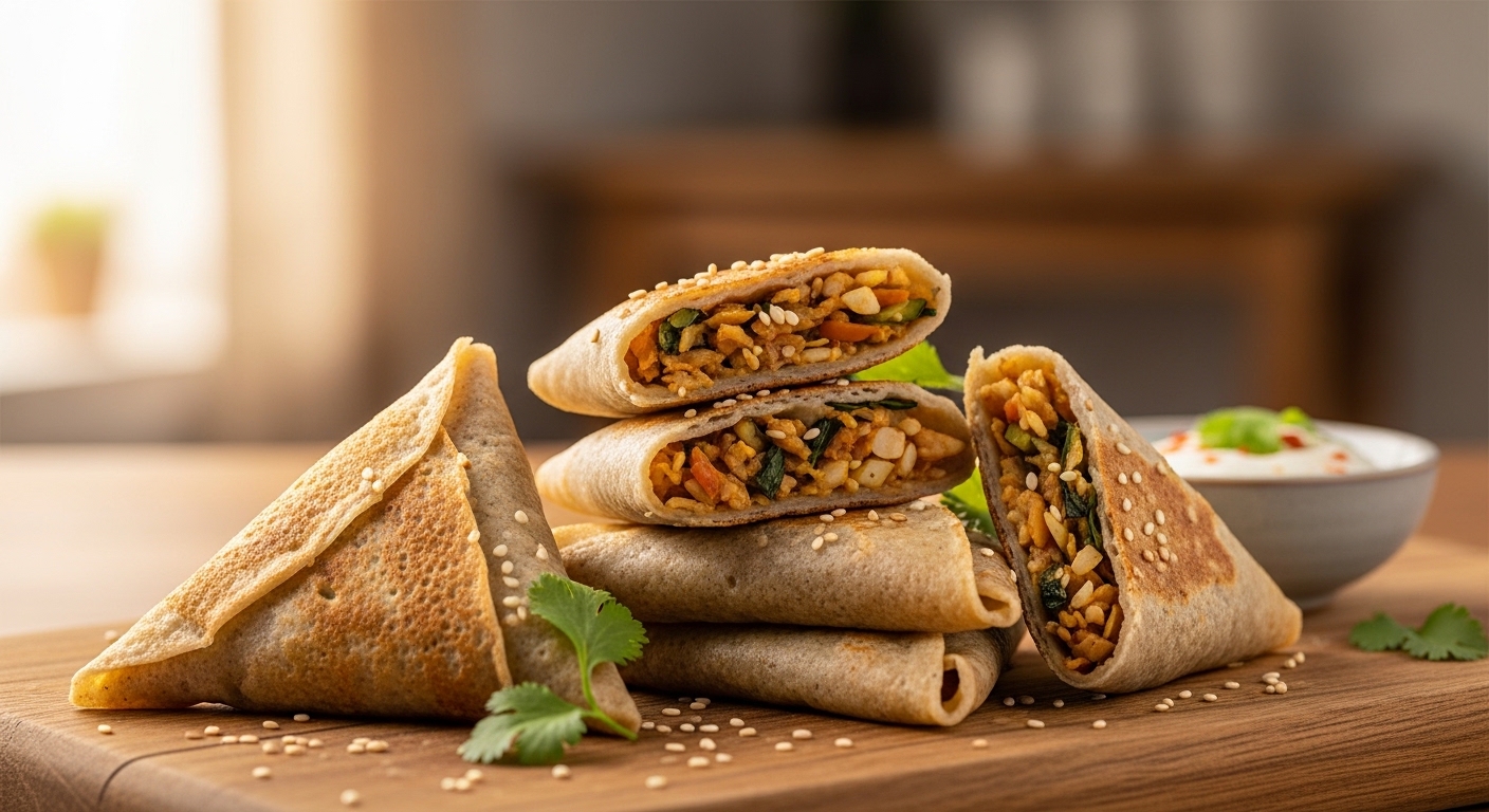 Samoussas de crêpes légères au sarrasin : recette savoureuse et saine