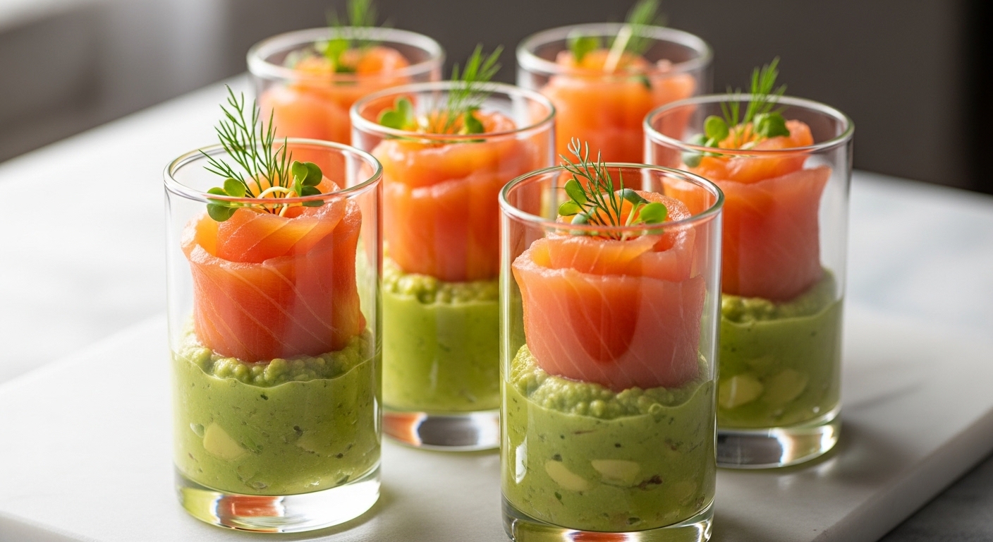 Verrines Légères à l’Avocat, Guacamole & Saumon Fumé : Fraîcheur & Élégance Assurées